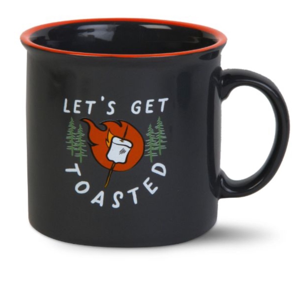 💚5 Tag. let's get toasted camper mug - gray/ orange
